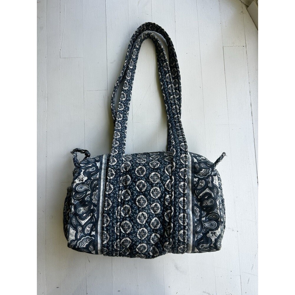 Vintage Vera Bradley Small Duffel 100 Bag Purse Indigo Paisley Pattern
